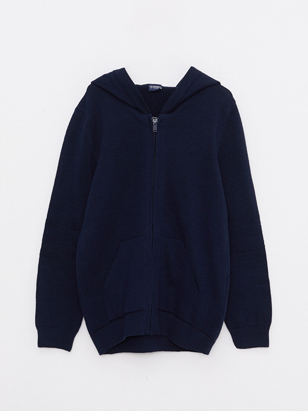 Кардиган с капюшоном, однотонный, с длинным рукавом, на молнии, трикотажный, для мальчиков