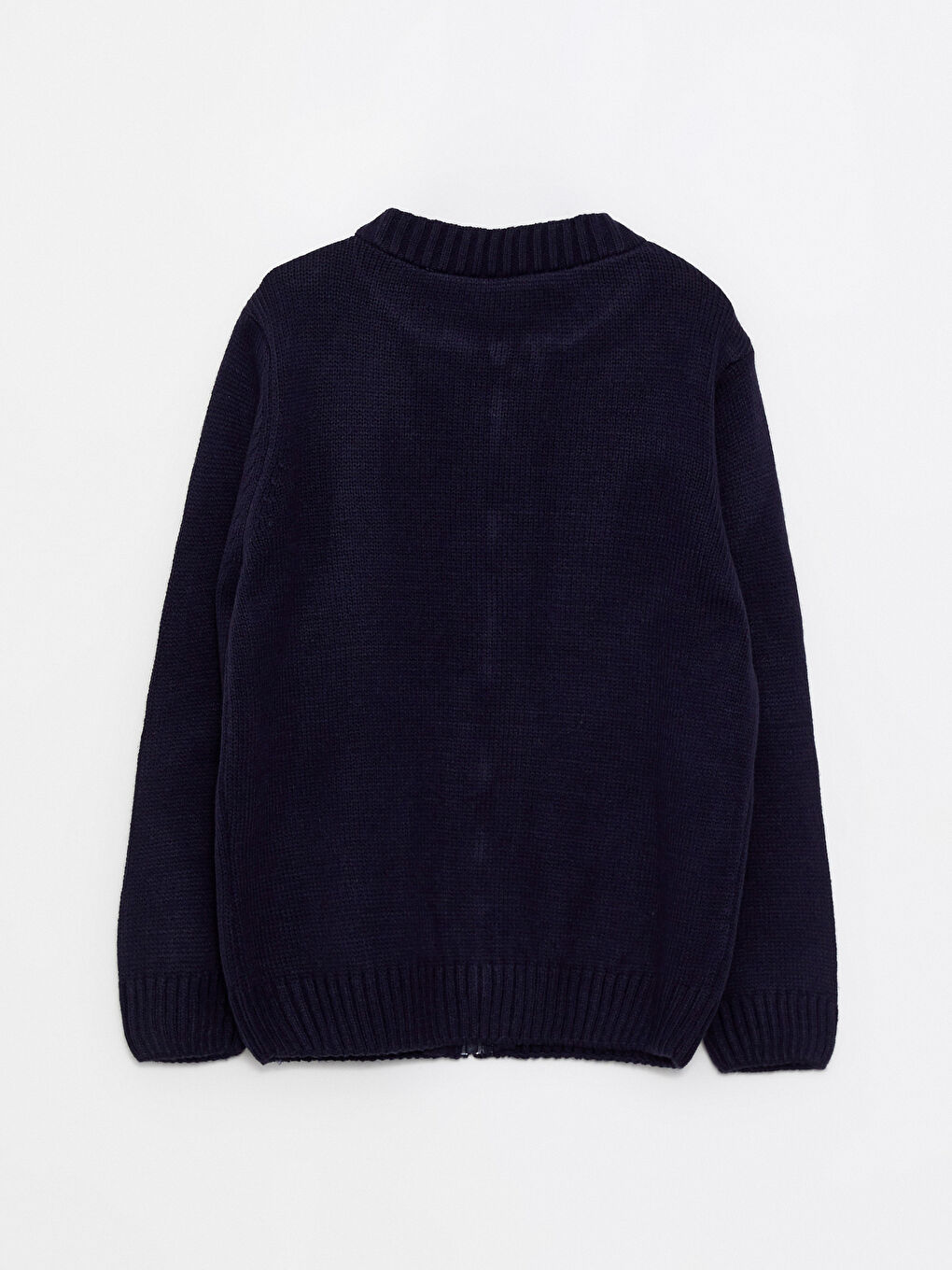 Bomber Collar Basic Long Sleeve Boy Zippered Knitwear Cardigan-1