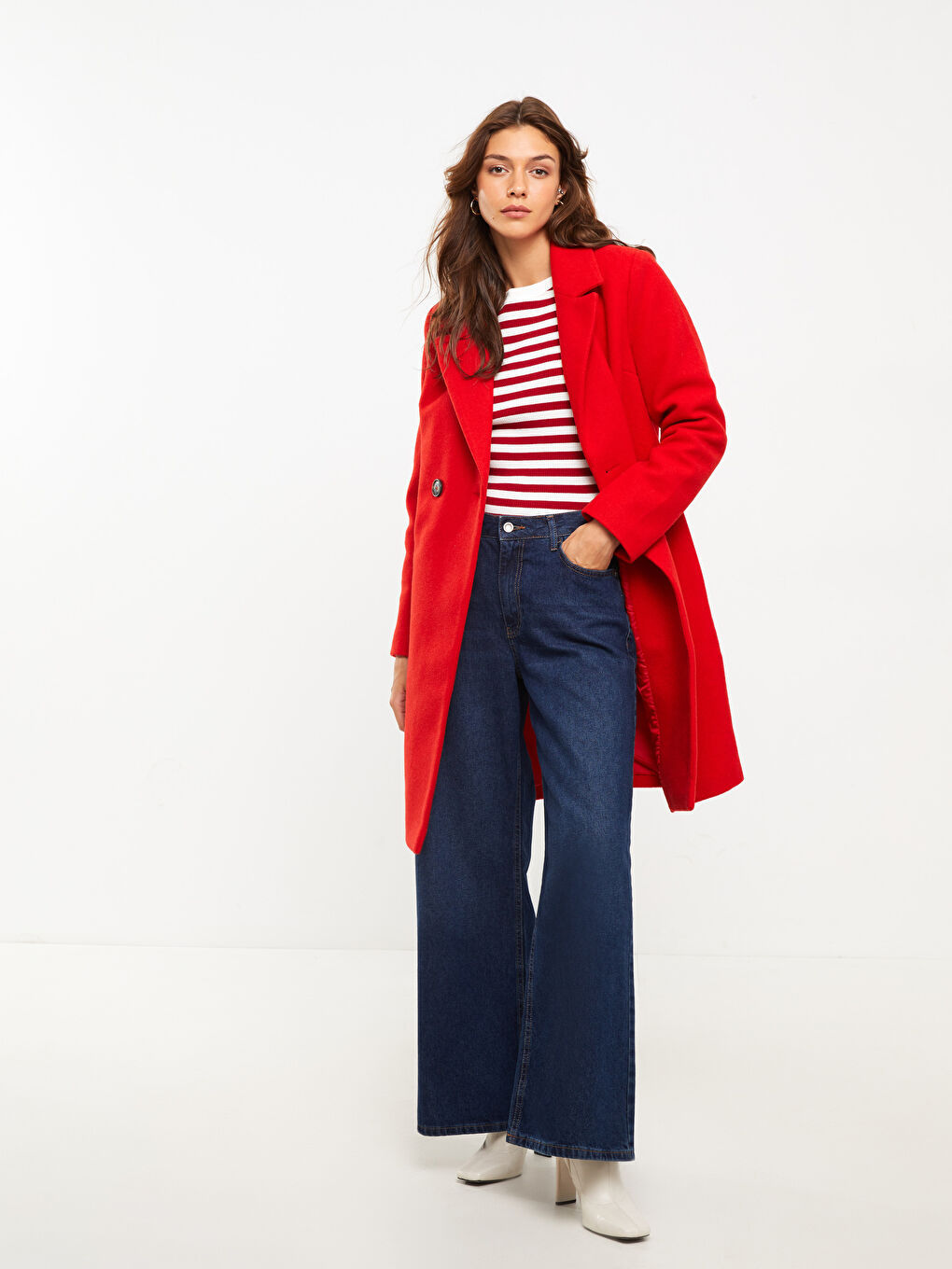 LCWAIKIKI Classic Jacket Collar Women's Cachet Overcoat -W21708Z8-CSG