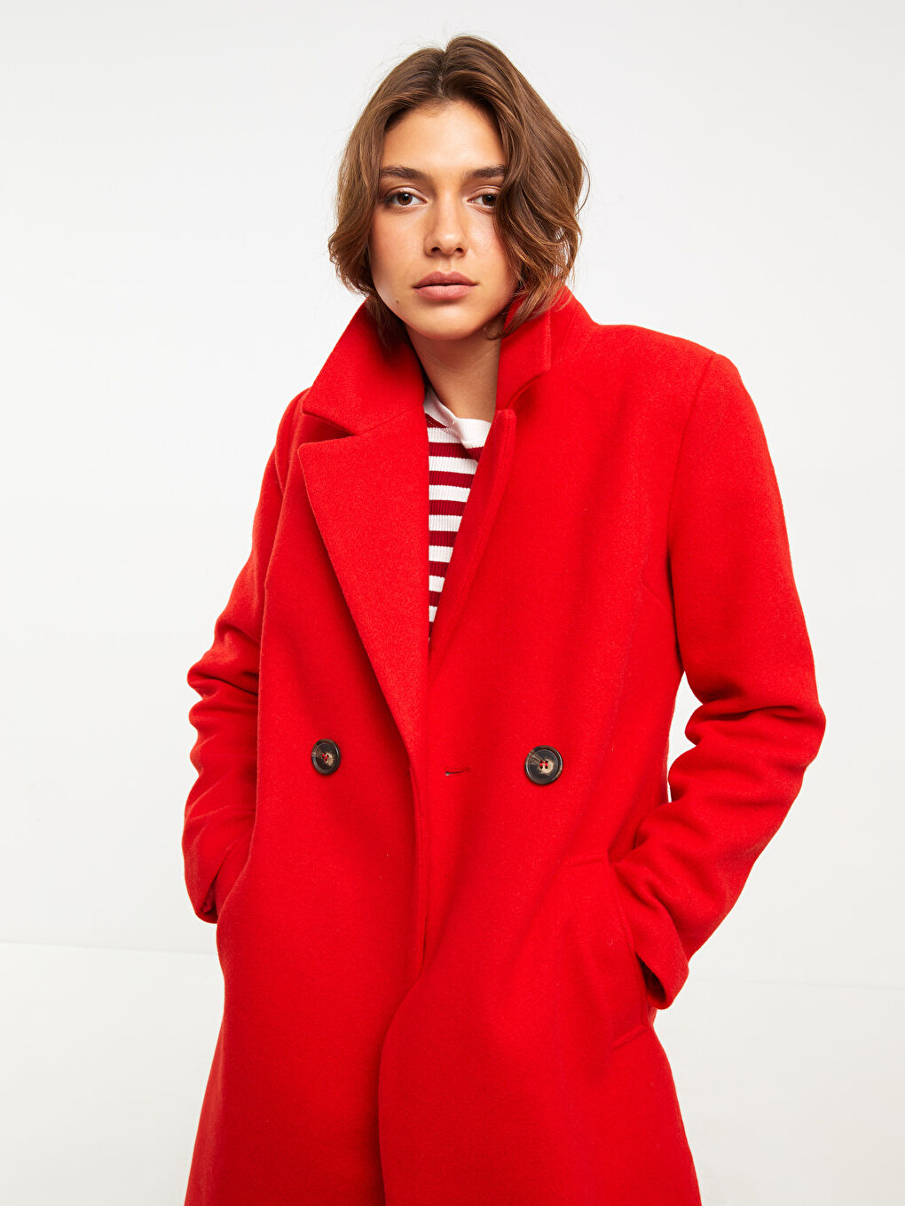 LCWAIKIKI Classic Jacket Collar Women's Cachet Overcoat -W21708Z8-CSG
