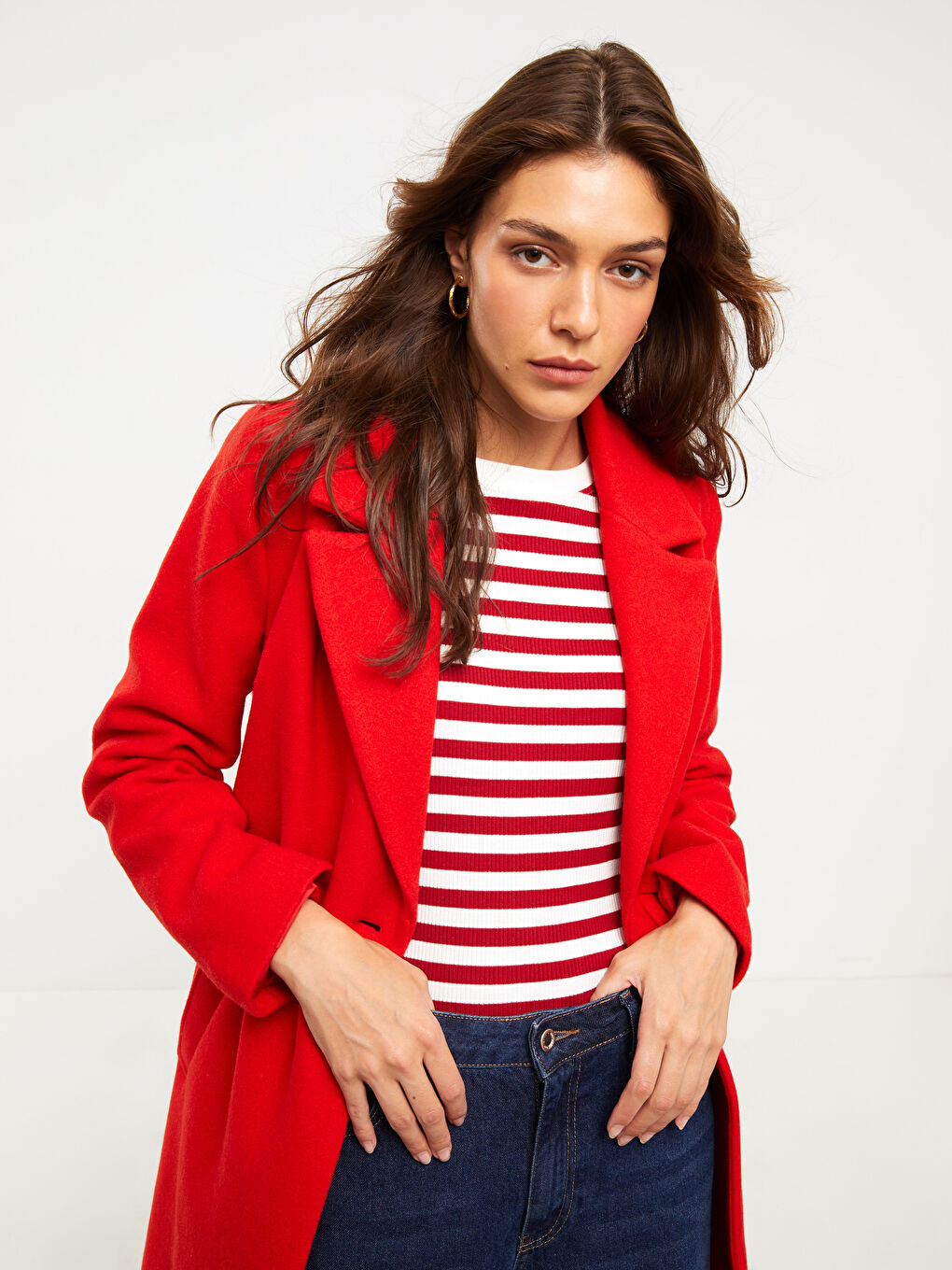 LCWAIKIKI Classic Jacket Collar Women's Cachet Overcoat -W21708Z8-CSG