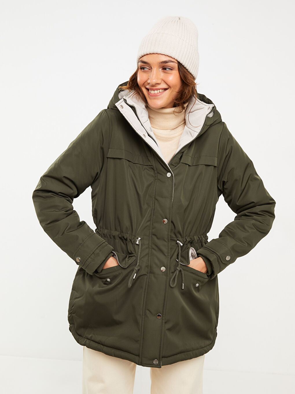 Parka pentru Femei cu Glugă, Mânecă Lungă, Regular-2