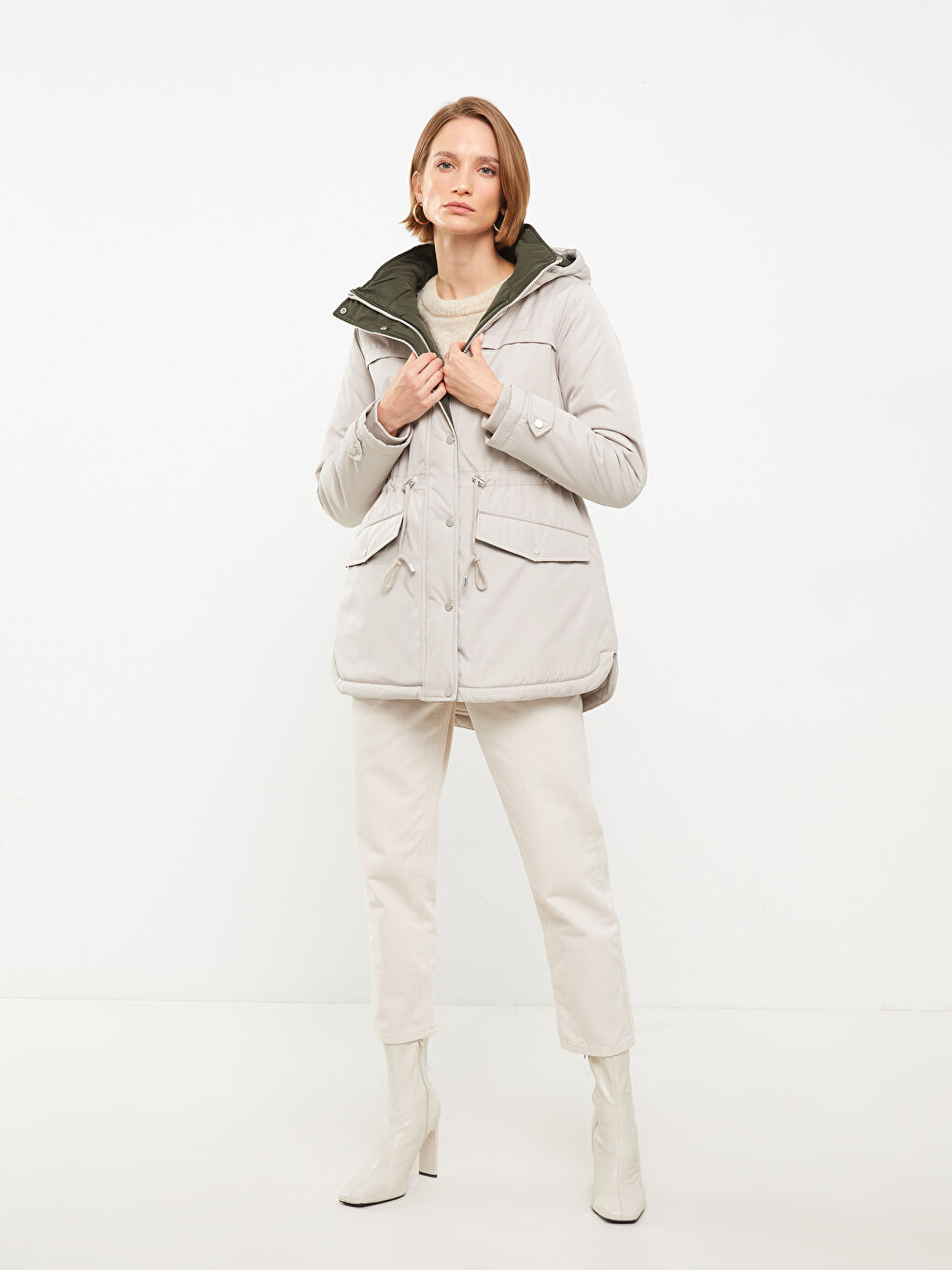 Hooded Neck Regular Long Sleeve Women's Parka-1