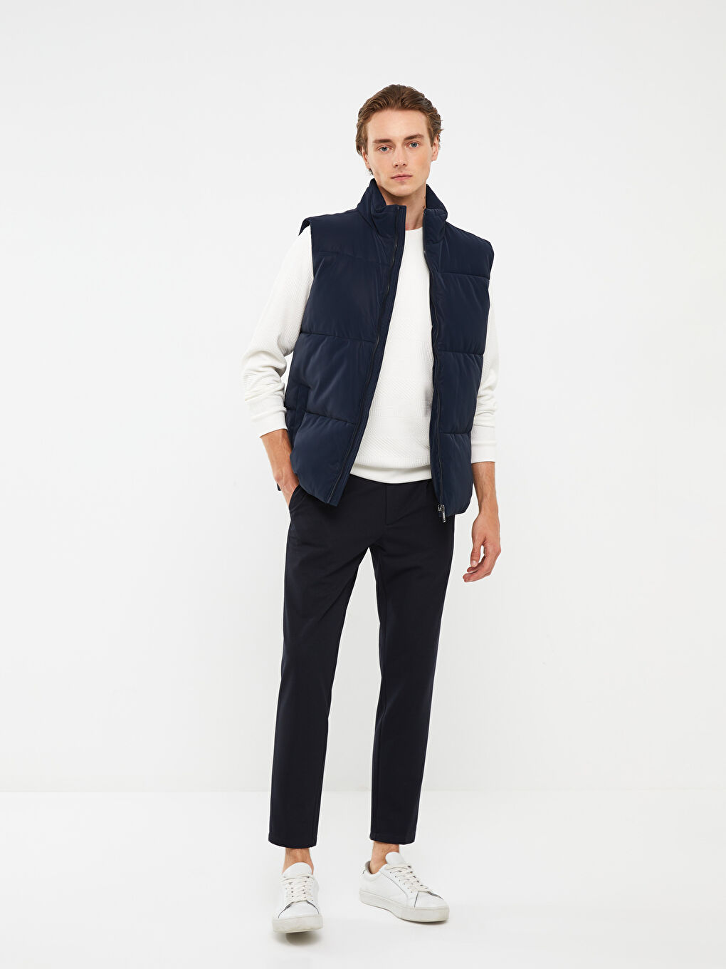 Lacivert Slim Fit Örme Erkek Pantolon