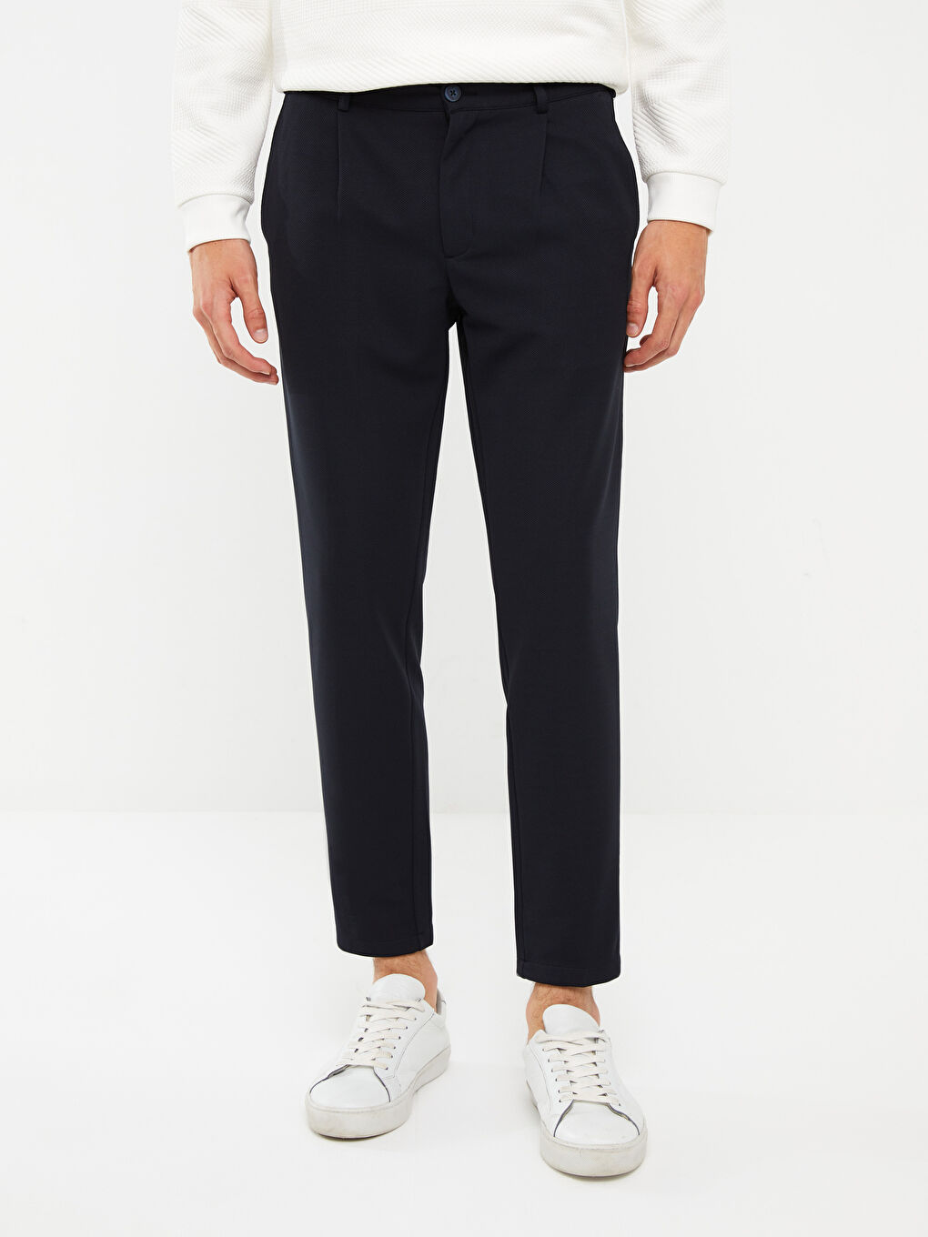 Lacivert Slim Fit Örme Erkek Pantolon-2