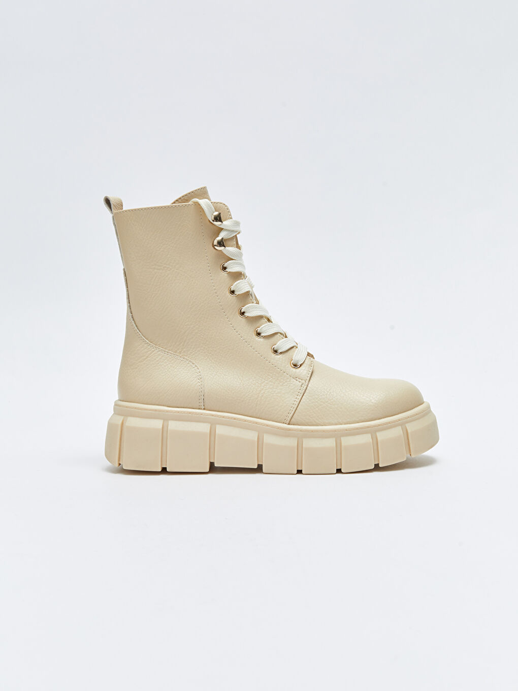 Bottes en Similicuir à Lacets et Fermeture Éclair pour Femmes-1