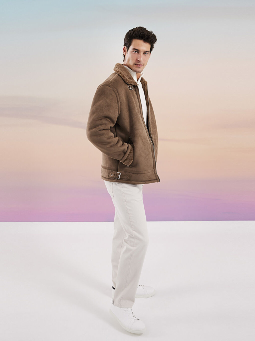 Bej Slim Fit Gabardin Erkek Pantolon