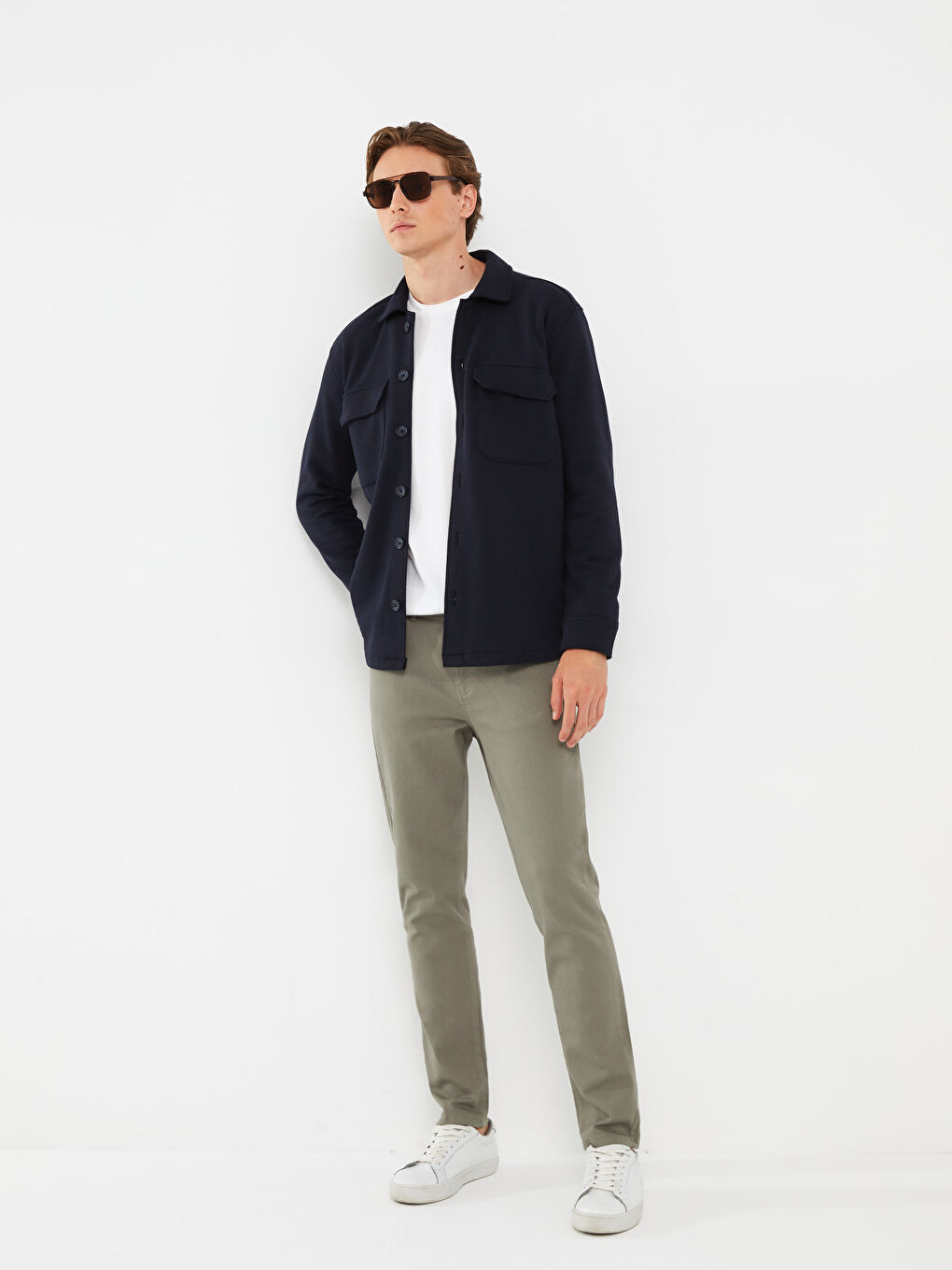 Yeşil Slim Fit Gabardin Erkek Pantolon-1