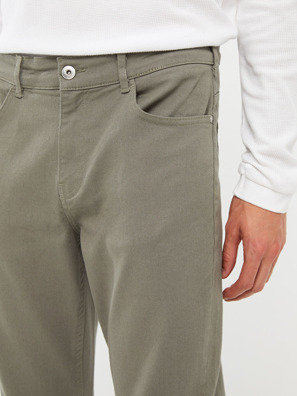 Yeşil Slim Fit Gabardin Erkek Pantolon-2