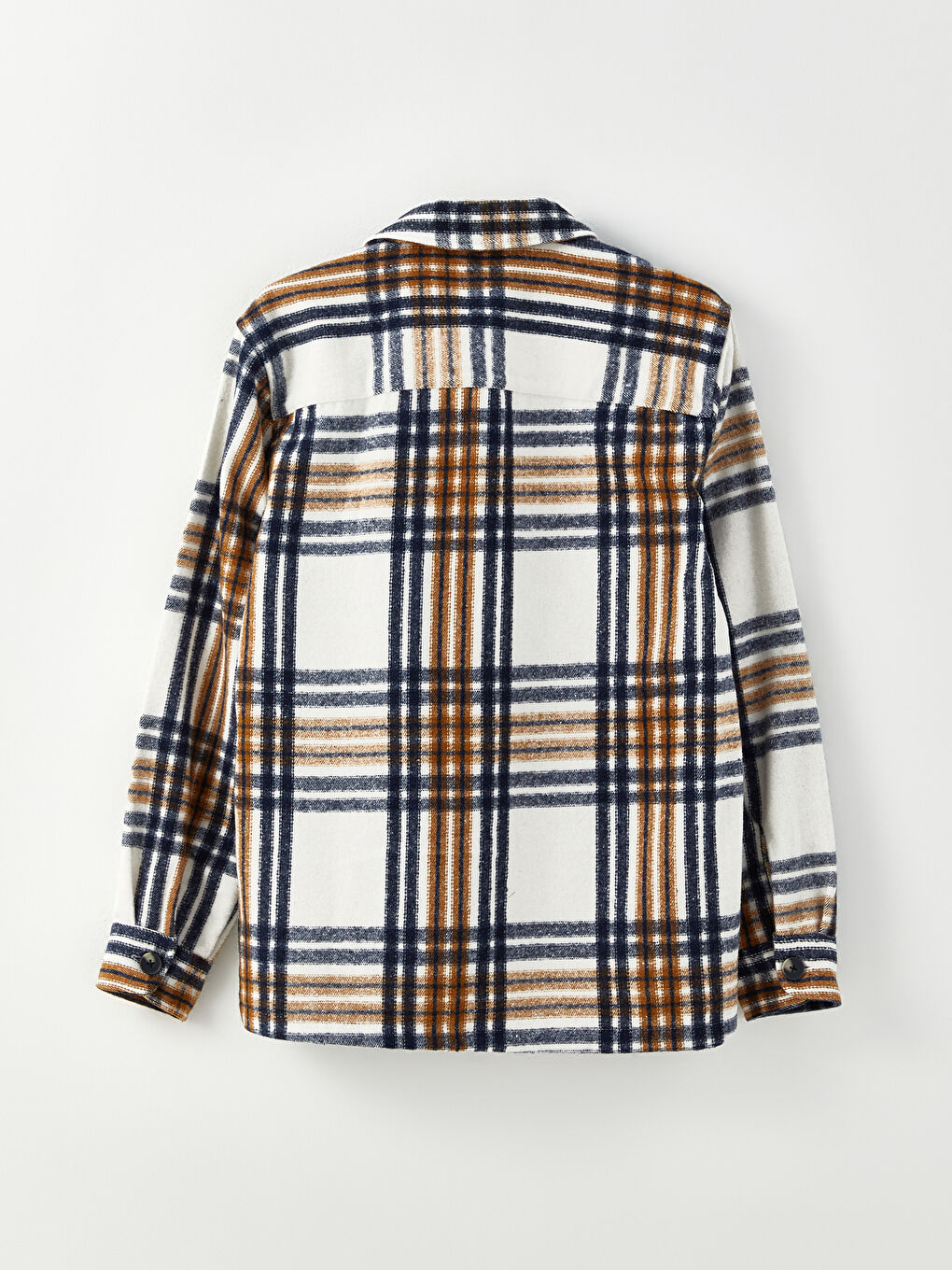 Ekru Rahat Kalıp Uzun Kollu Ekose Erkek Oduncu Gömlek Ceket-6