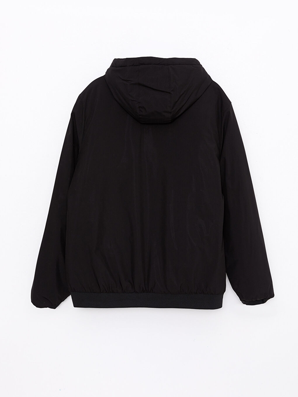 Siyah Standart Kalıp Kapüşonlu Erkek Mont-7