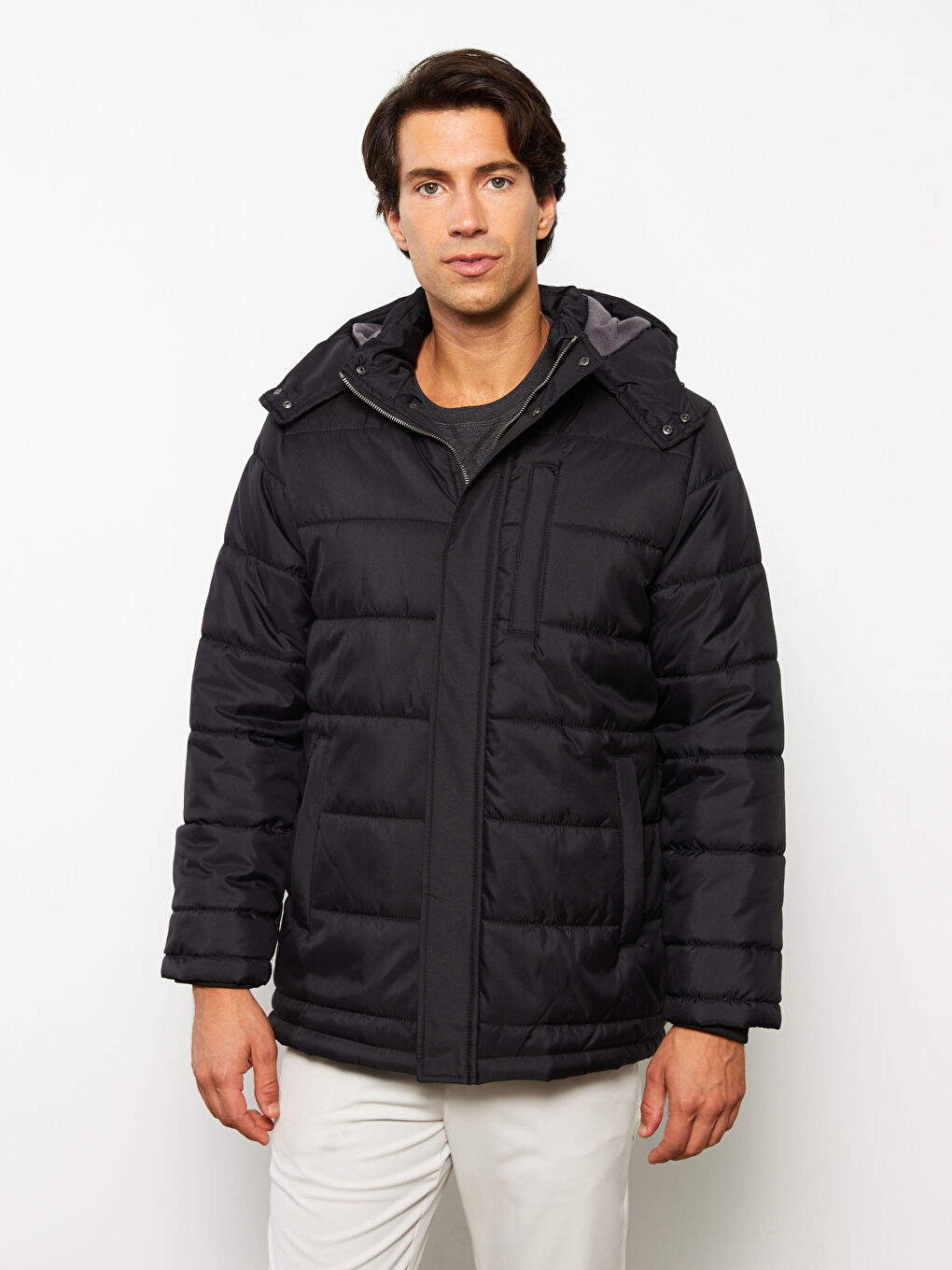 Siyah Standart Kalıp Erkek Şişme Mont