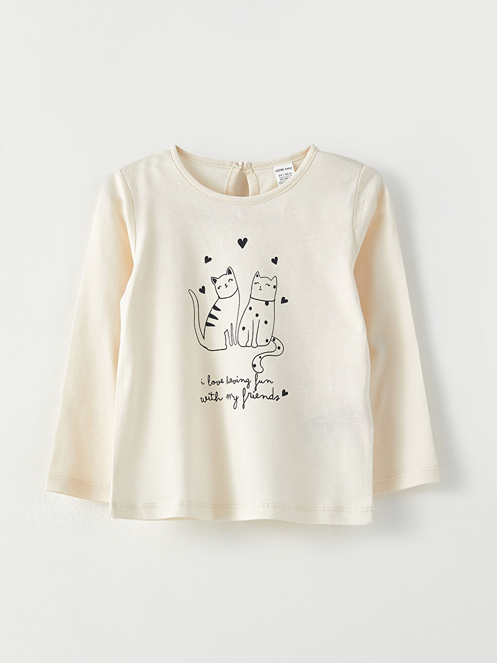 تيشيرت بناتي رضع قطن مطبوع بأكمام طويلة و ياقة دائرية