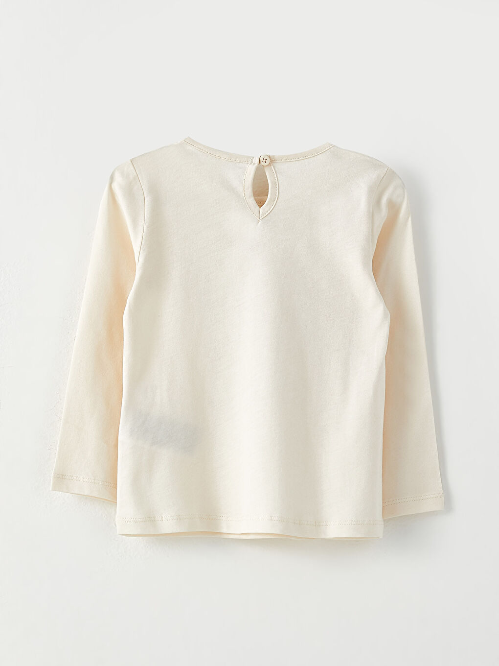 تيشيرت بناتي رضع قطن مطبوع بأكمام طويلة و ياقة دائرية-1