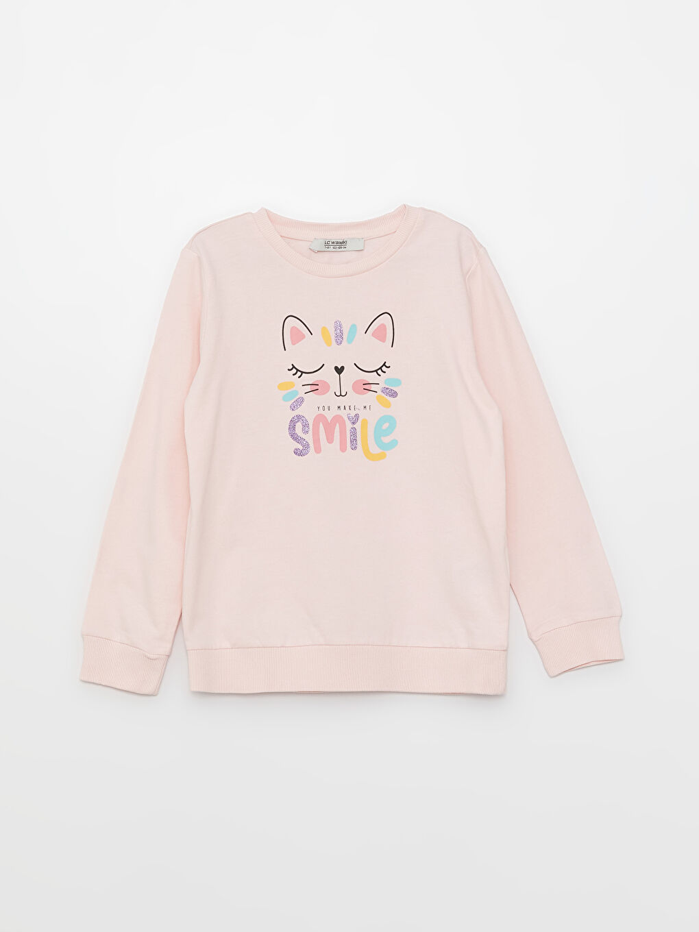 Суитшърт с кръгло деколте, отпечатан, с дълъг ръкав за момичета