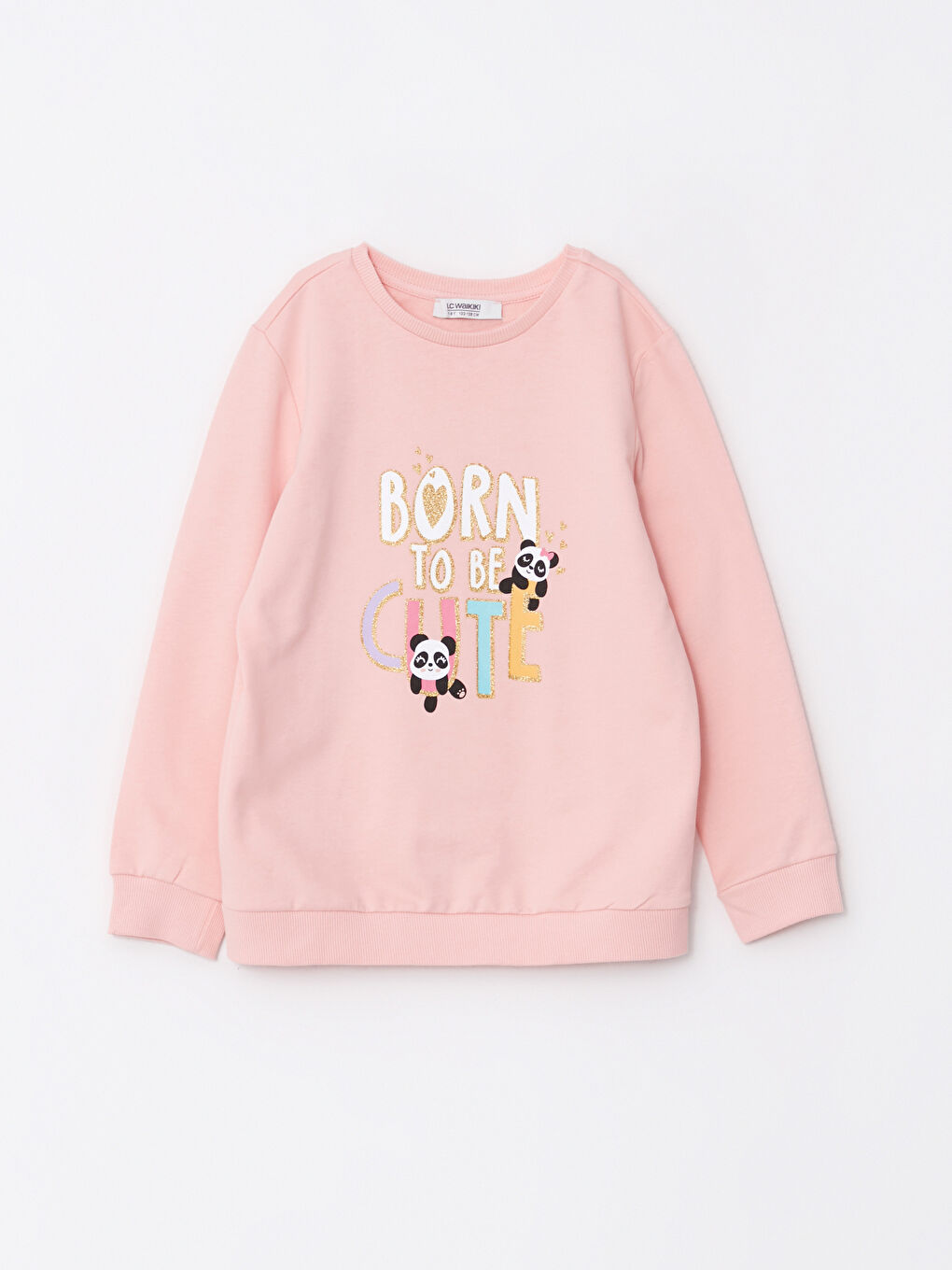 Pembe Bisiklet Yaka Baskılı Uzun Kollu Kız Çocuk Sweatshirt