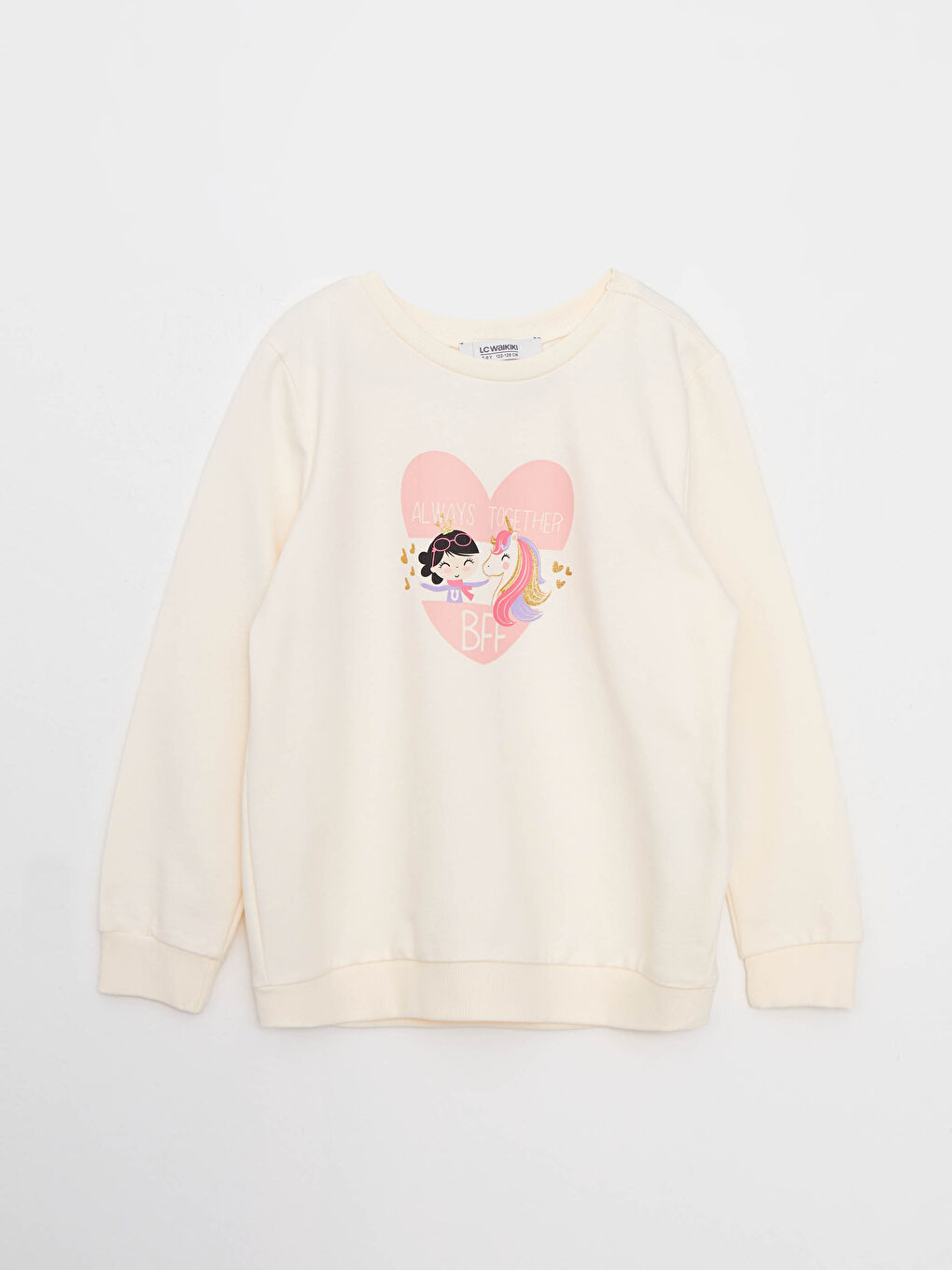 LCW Kids Bisiklet Yaka Baskılı Uzun Kollu Kız Çocuk Sweatshirt -W21824Z4-FDW