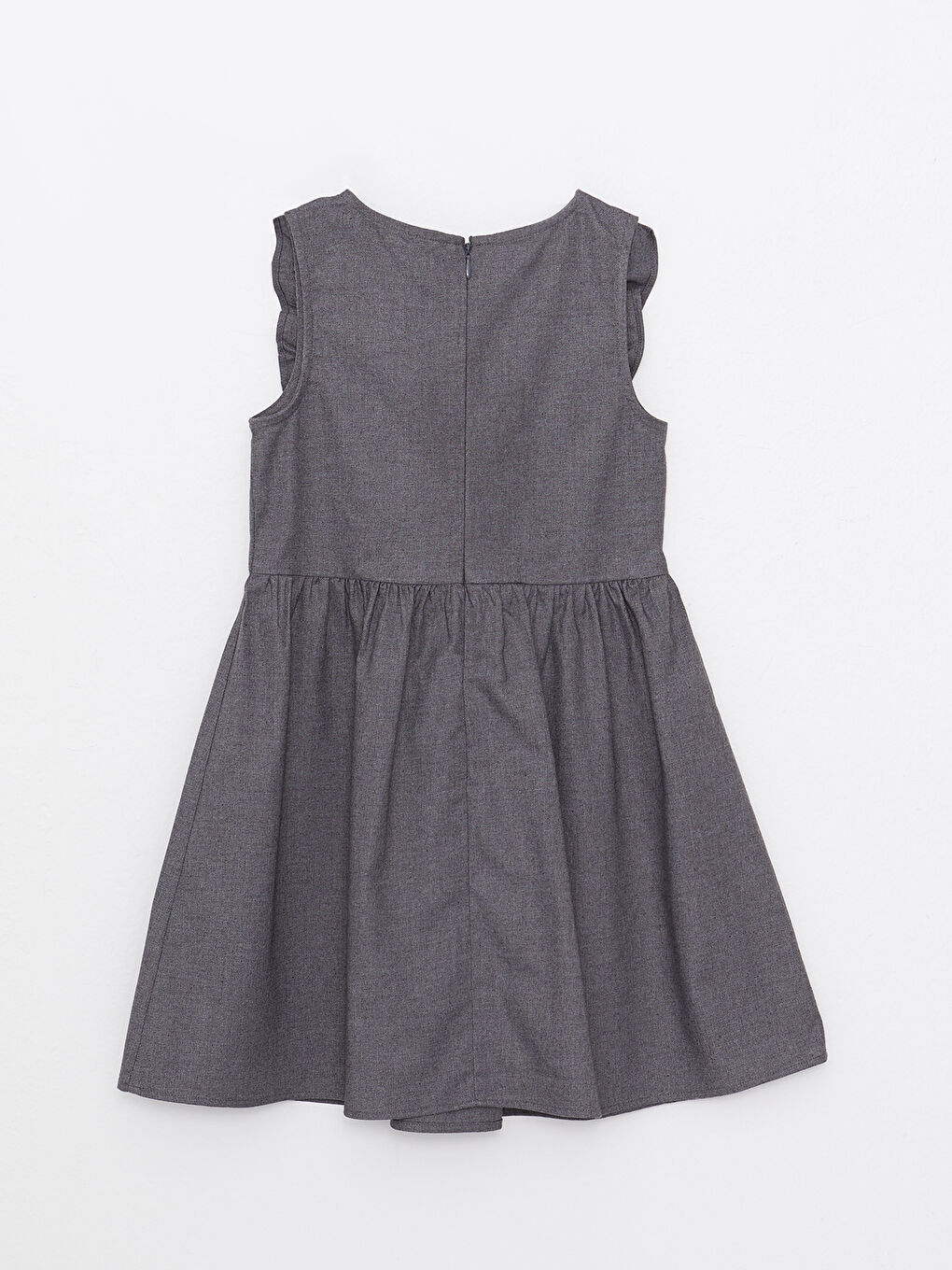 Crew Neck Ruffle Detail Girls' Dress-1