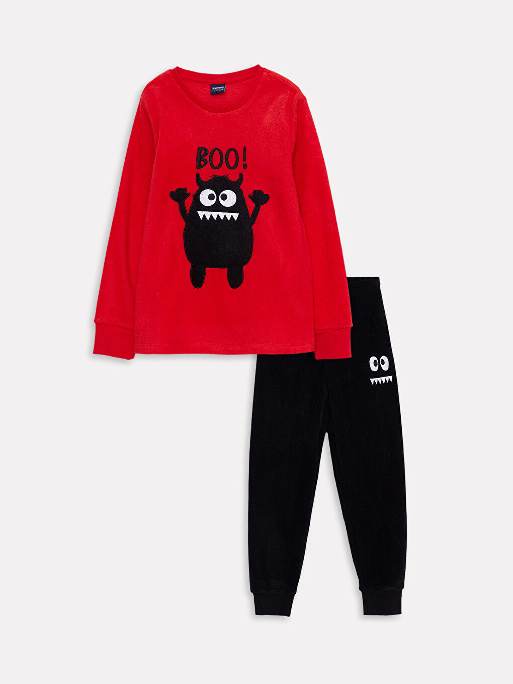 Crew Neck Embroidered Long Sleeve Polar Boys' Pyjama Set