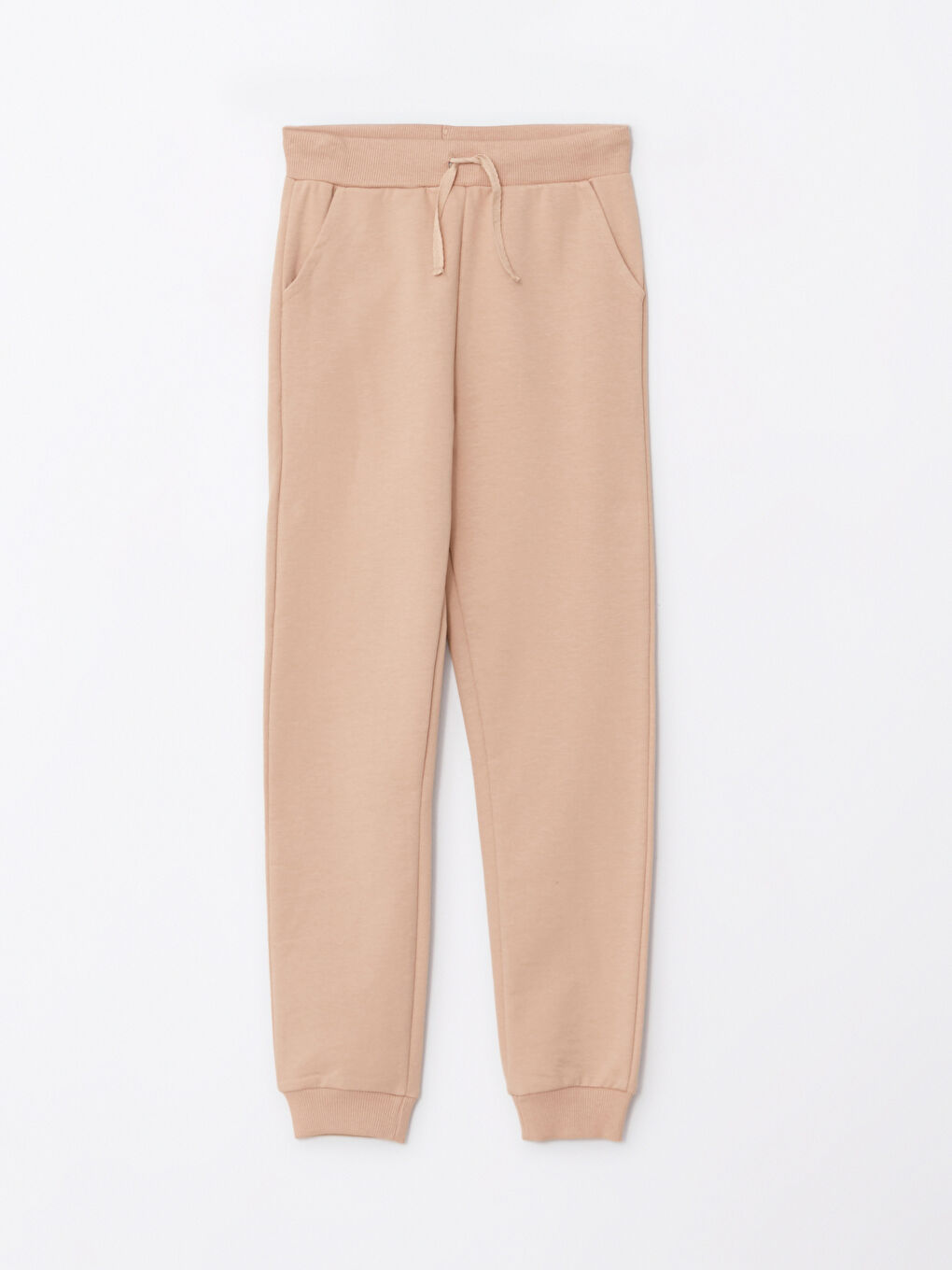 Bej Kapüşonlu Basic Uzun Kollu Kız Çocuk Fermuarlı Sweatshirt ve Eşofman Altı-3