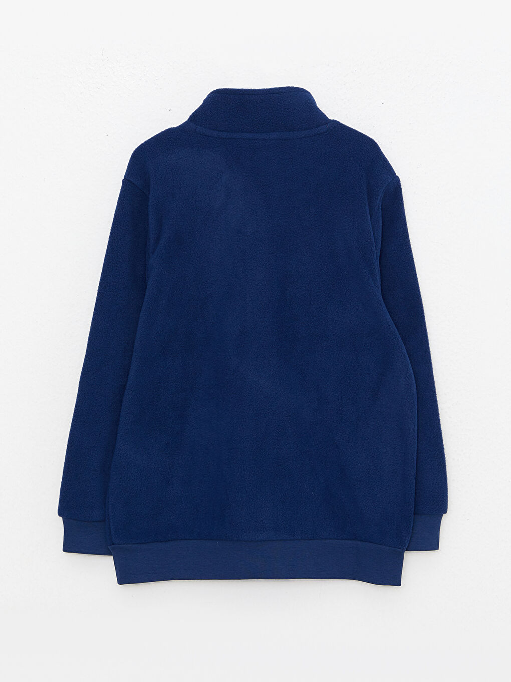 Lacivert Dik Yaka Basic Uzun Kollu Polar Erkek Çocuk Pijama Üst-1