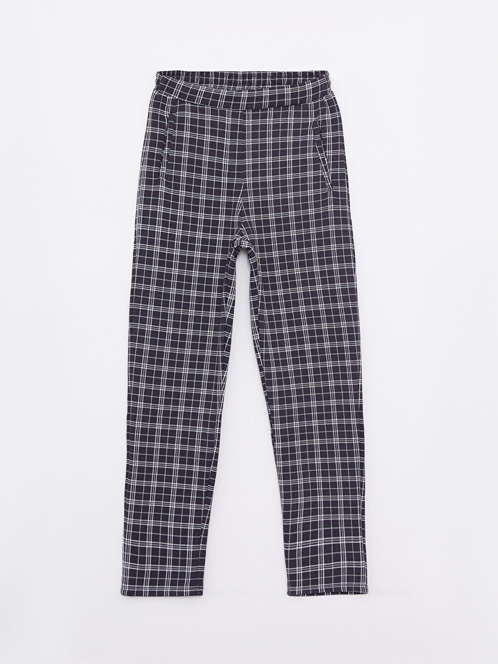 Elasticated Waist Plaid Girls' Trousers-1