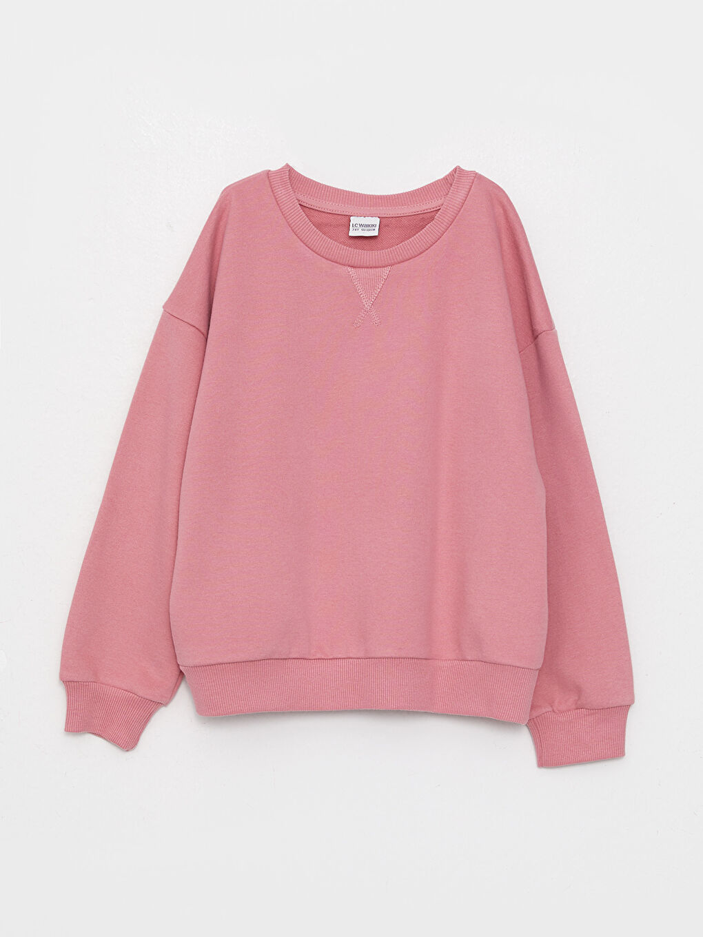 LCW Kids Mat Pembe Bisiklet Yaka Basic Uzun Kollu Kız Çocuk Sweatshirt - 3