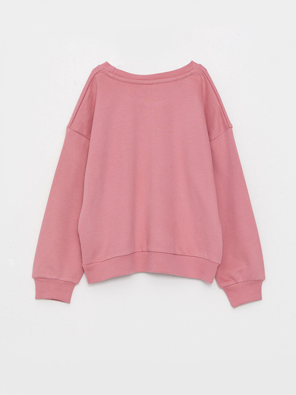 LCW Kids Mat Pembe Bisiklet Yaka Basic Uzun Kollu Kız Çocuk Sweatshirt - 4