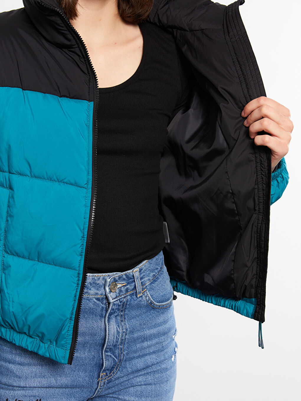 LCW Vision Stehkragen Farbblock Langarm Damen Daunenjacke -W21856Z8-TX8