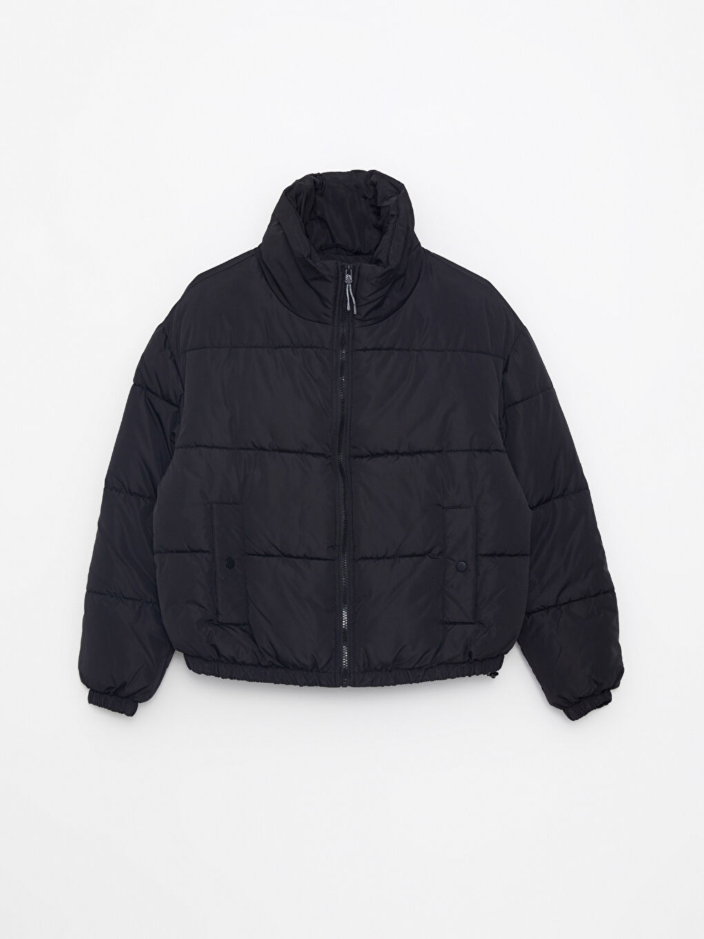 هودي بياقة عالية كم طويل عادي نساء معطف سميك-6