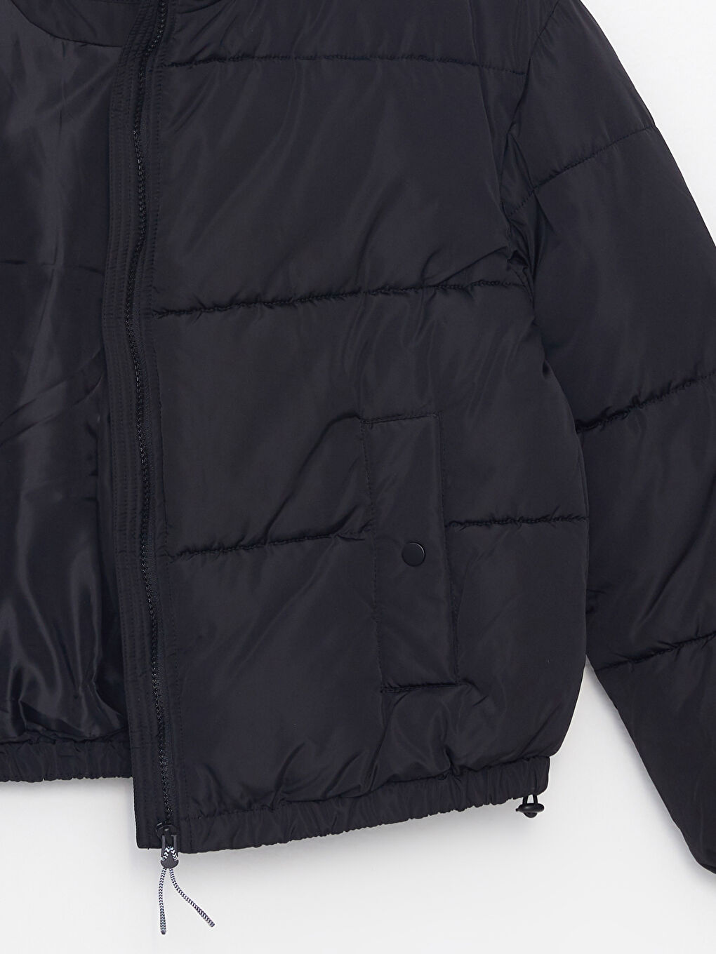 هودي بياقة عالية كم طويل عادي نساء معطف سميك-7