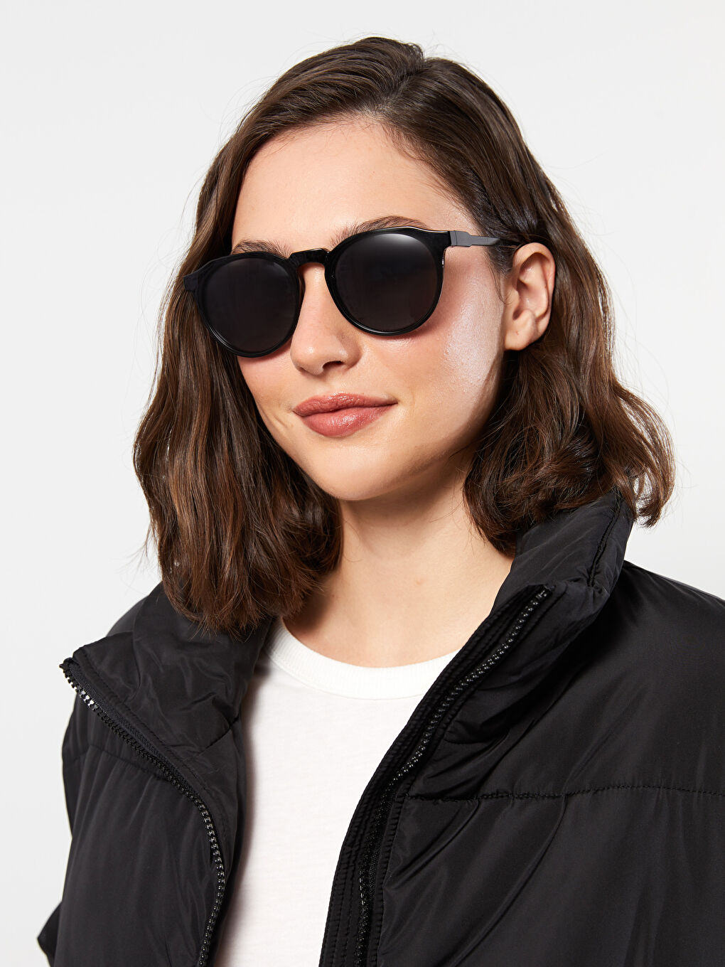 هودي بياقة عالية كم طويل عادي نساء معطف سميك-2