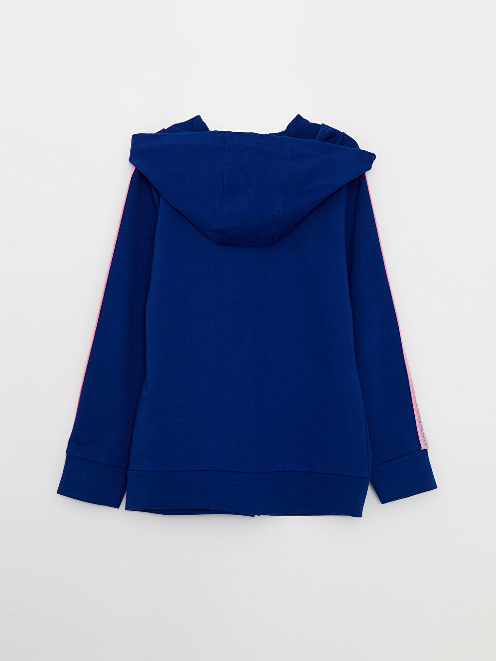 Lacivert Kapüşonlu Baskılı Uzun Kollu Kız Çocuk Fermuarlı Sweatshirt ve Tayt-3