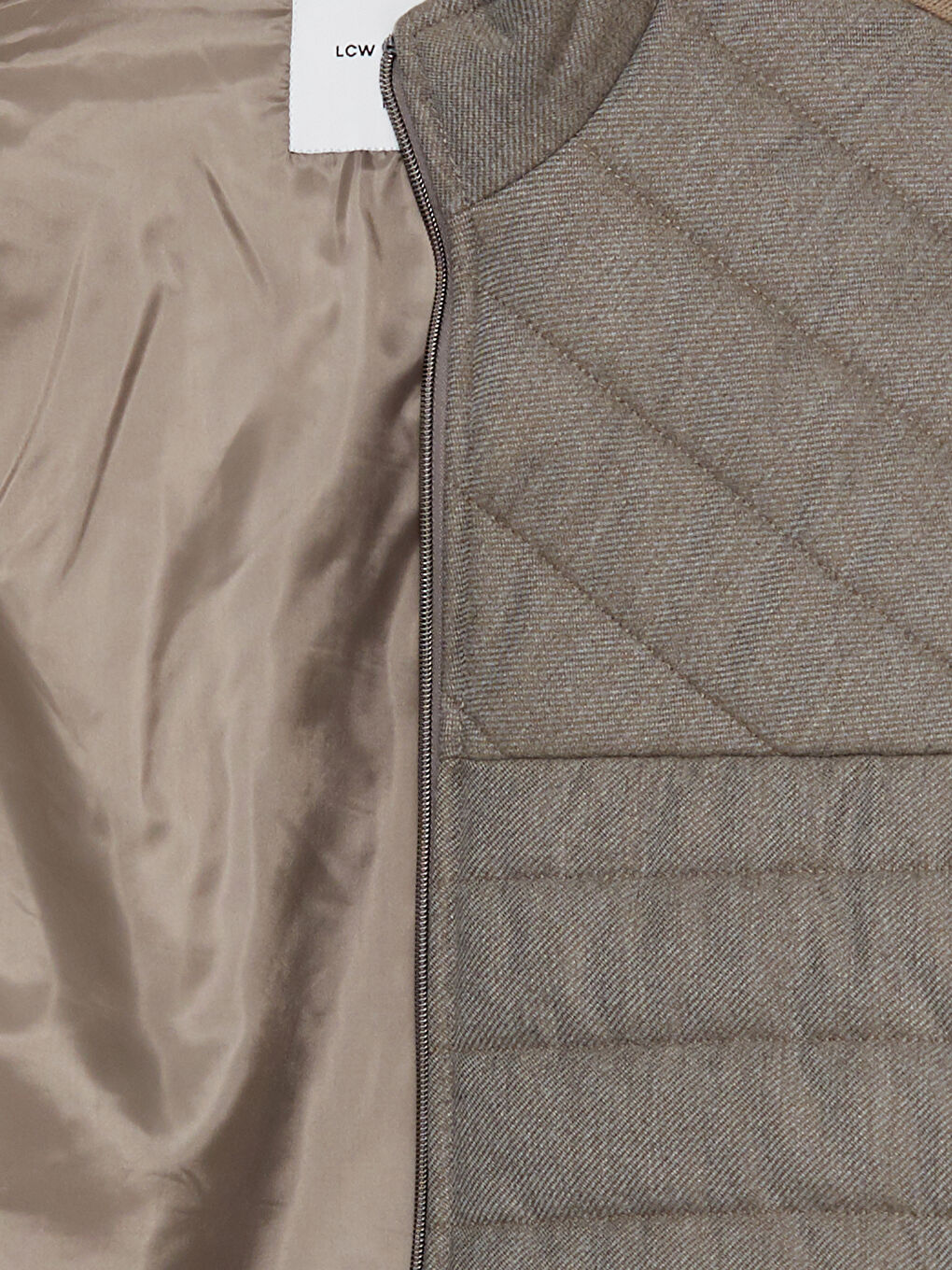 Bej Slim Fit Dik Yaka Erkek Triko Mont-7