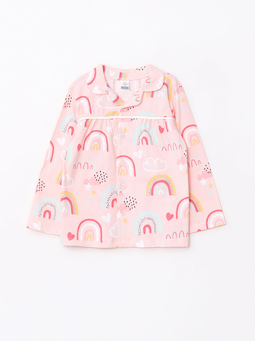 Polo Neck Long Sleeve Printed Baby Girl Pajama Set-1