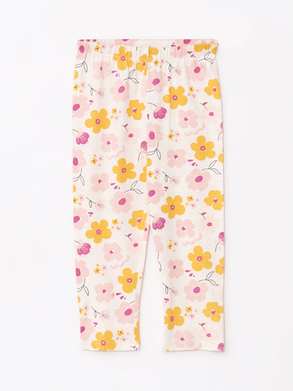 Ekru Polo Yaka Uzun Kollu Baskılı Kız Bebek Pijama Takımı-2