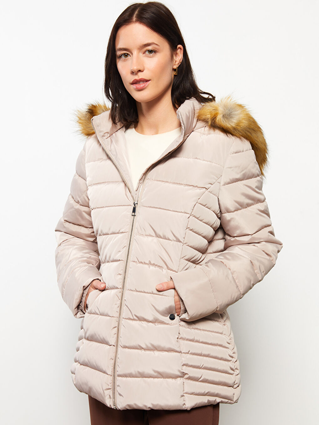 Women's Hooded Plain Puffer Coat
