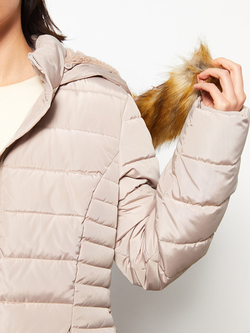 Women's Hooded Plain Puffer Coat-2