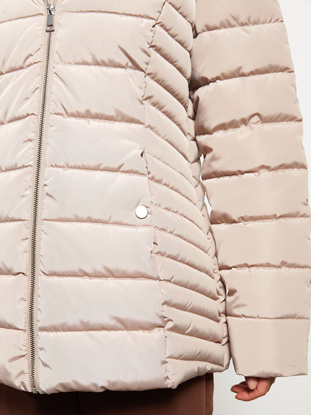 Women's Hooded Plain Puffer Coat-3