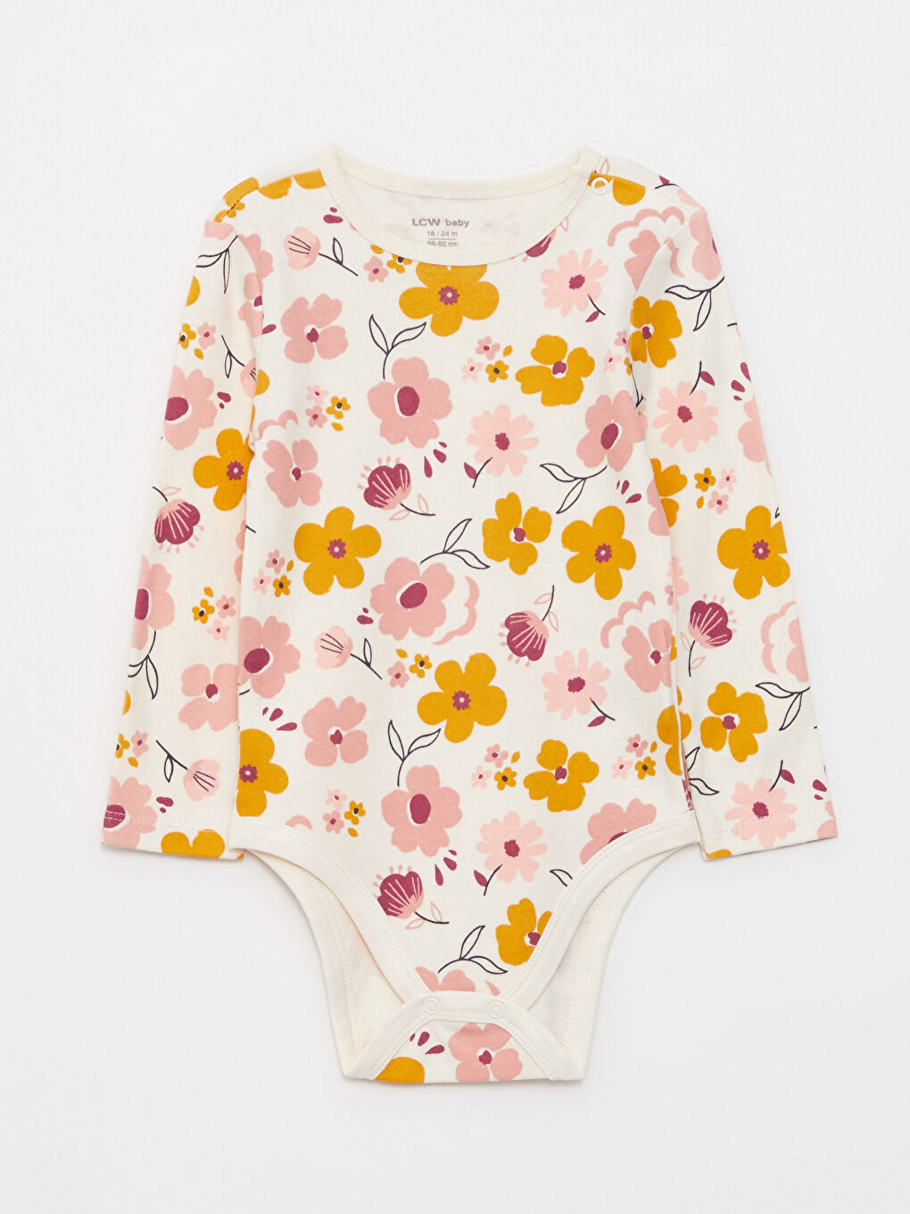 Lot de 2 bodies bébé fille imprimés à manches longues avec col rond et fermeture à pression-2