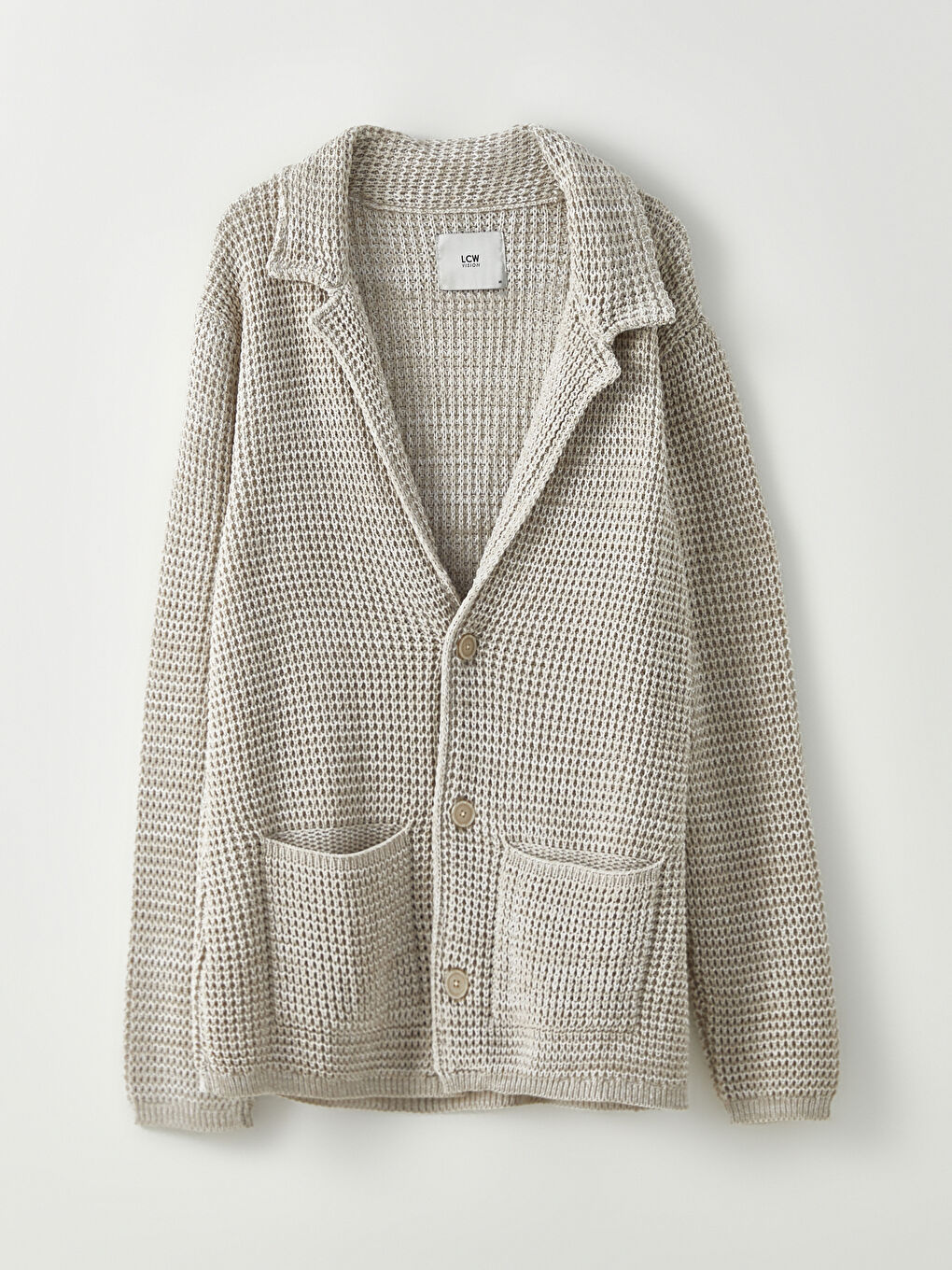 Bej Slim Fit Şal Yaka Erkek Triko Hırka-5