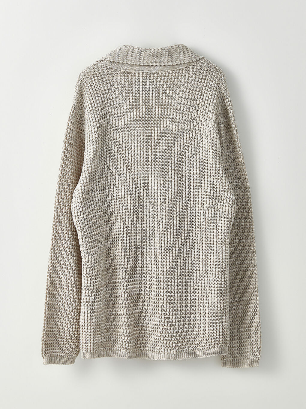 Bej Slim Fit Şal Yaka Erkek Triko Hırka-6