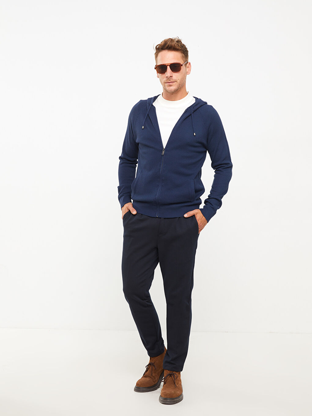 İndigo Slim Fit Kapüşonlu Erkek Triko Hırka-2