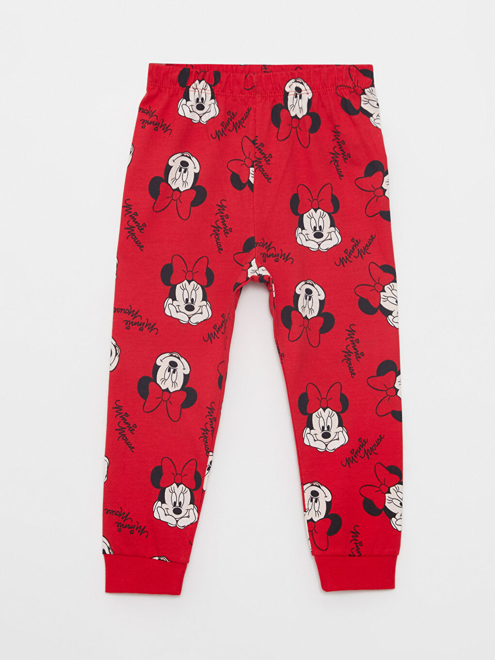 Ekru Bisiklet Yaka Uzun Kollu Minnie Mouse Baskılı Kız Bebek Pijama Takım-2
