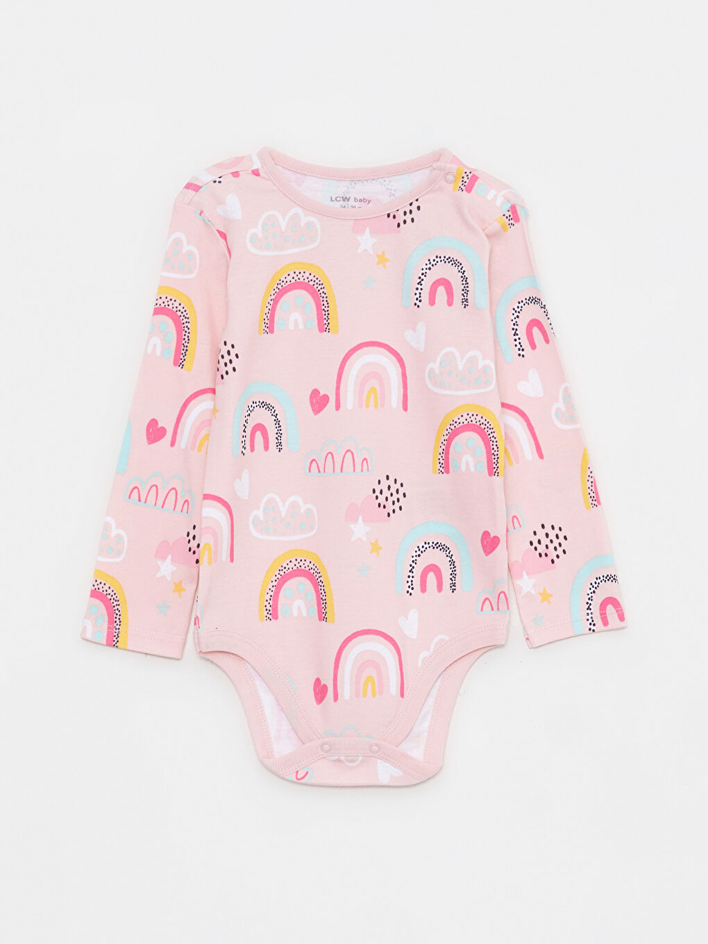 بدلة جسم بياقة دائرية وكم طويل مطبوعة للبنات الرضع مع كباسين في منطقة الكروتش - مجموعة من قطعتين-2