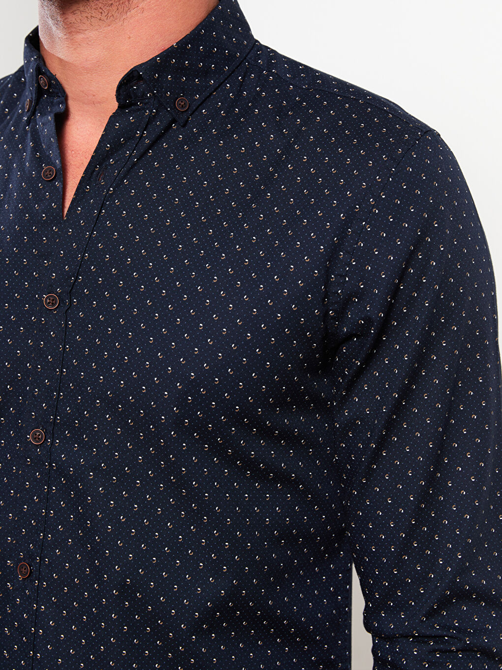 ерлерге арналған тар пішім ұзын жең өрнекті жейде-3