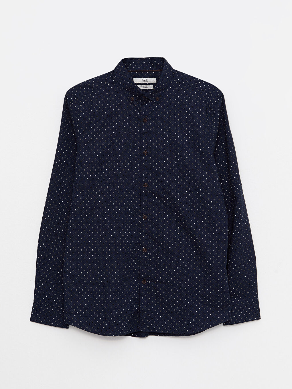 ерлерге арналған тар пішім ұзын жең өрнекті жейде-5