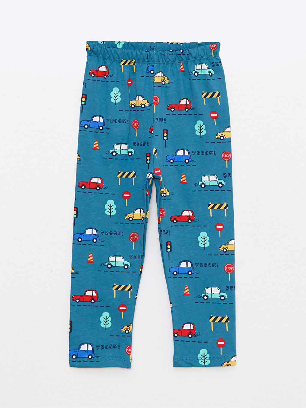 Petrol Polo Yaka Uzun Kollu Baskılı Erkek Bebek Pijama Takım-2