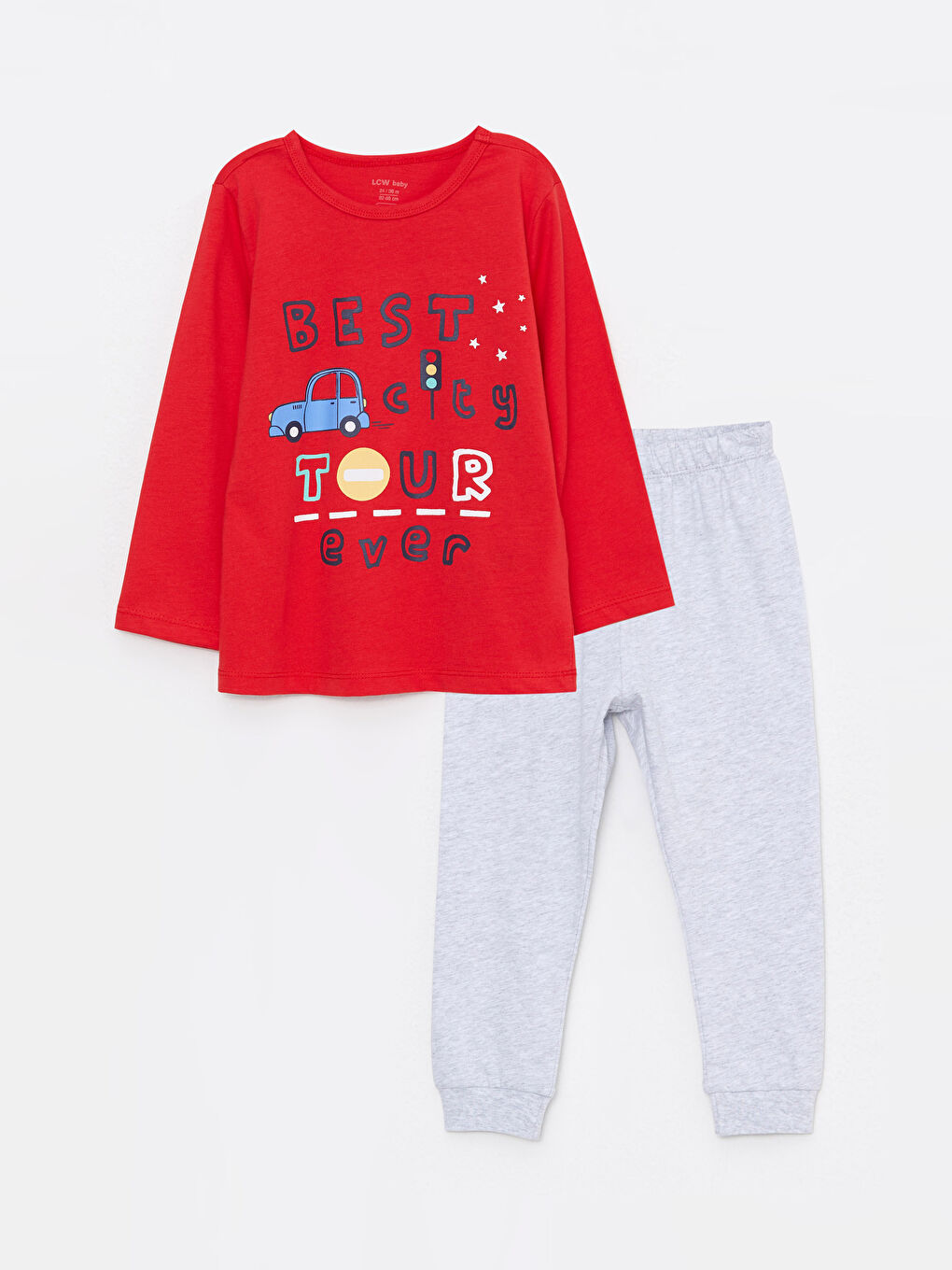 LCW baby Bisiklet Yaka Uzun Kollu Baskılı Erkek Bebek Pijama Takım -W21899Z1-PHK