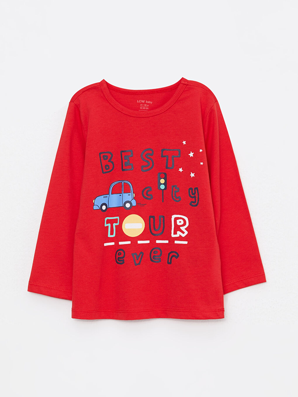 LCW baby Bisiklet Yaka Uzun Kollu Baskılı Erkek Bebek Pijama Takım -W21899Z1-PHK